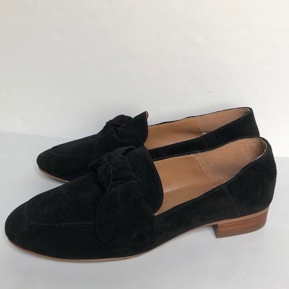 Franco Sarto Black Suede Leather Loafers Bow Detail - Picture 1 of 4
